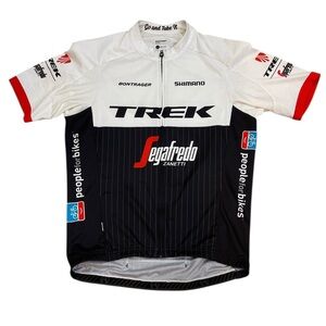 Santini Trek-Segafredo Fitted Team Cycling Jersey Black White Full Zip Size Lg